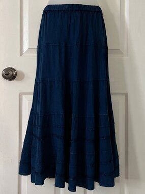 Studio West Apparel Midi Indigo Skirt